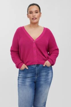 Vero Moda Curve Curve - Tulex Cardigan In Berry