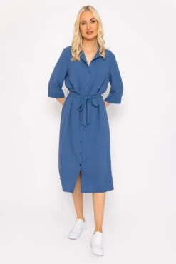 Blue Belted Shirt Dress -Fashion Clothing Accessories Store carraig donn denim blue belted shirt dress 511108