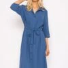 Blue Belted Shirt Dress -Fashion Clothing Accessories Store carraig donn denim blue belted shirt dress 636357