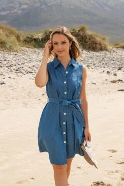 Denim Knee Length Shirt Dress