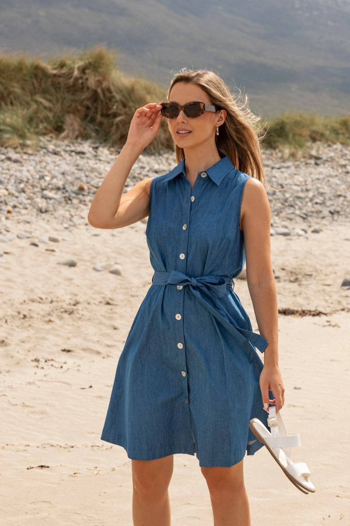 Denim Knee Length Shirt Dress 7 Denim Knee Length Shirt Dress - Image 5