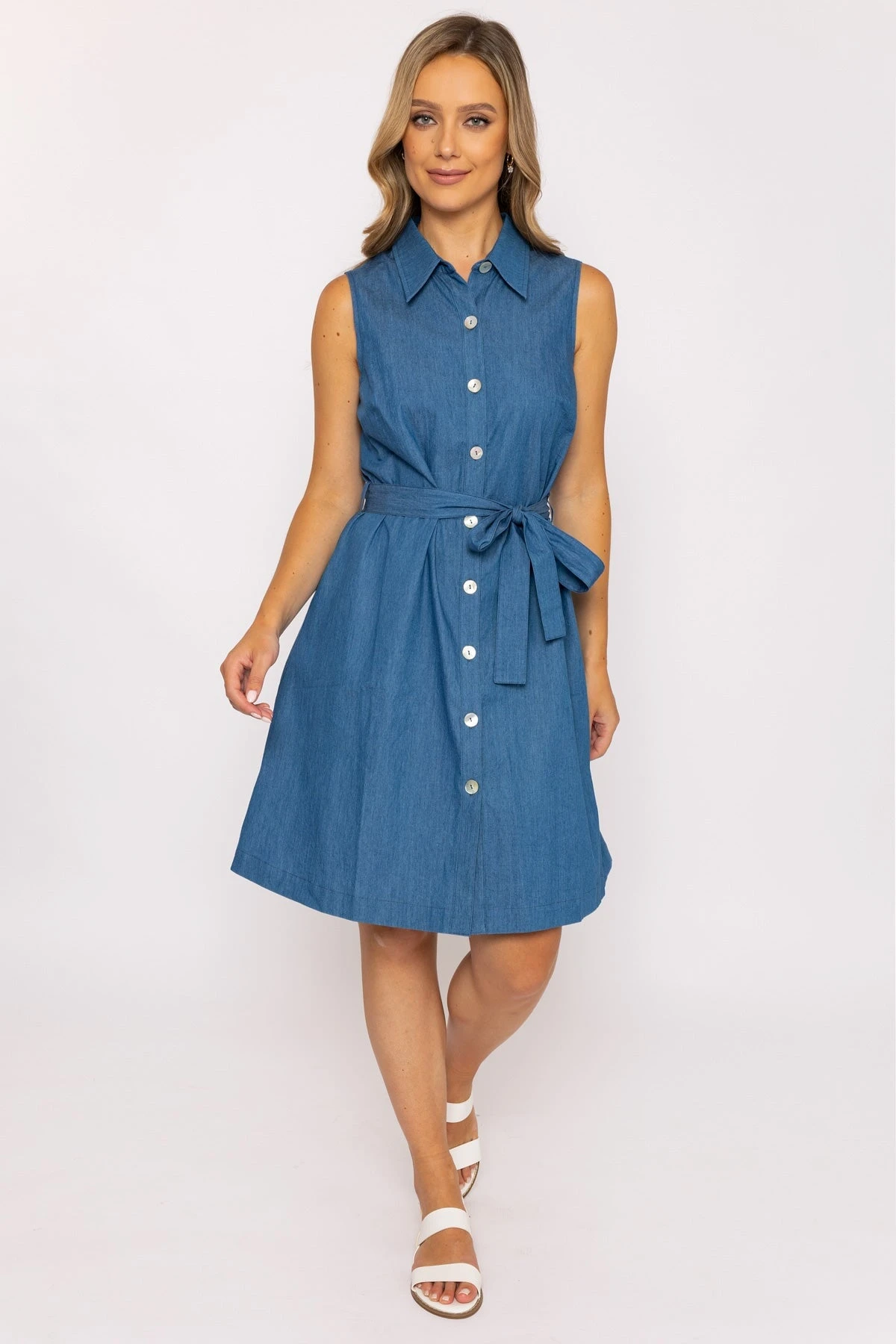 Denim Knee Length Shirt Dress 9 Denim Knee Length Shirt Dress - Image 7