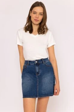 Denim Skirt In Indigo -Fashion Clothing Accessories Store carraig donn denim skirt in indigo 549457