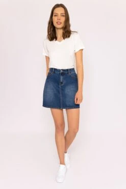 Denim Skirt In Indigo -Fashion Clothing Accessories Store carraig donn denim skirt in indigo 655001