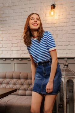 Denim Skirt In Indigo -Fashion Clothing Accessories Store carraig donn denim skirt in indigo 686734