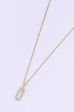 Diamante Square Pendant In Gold