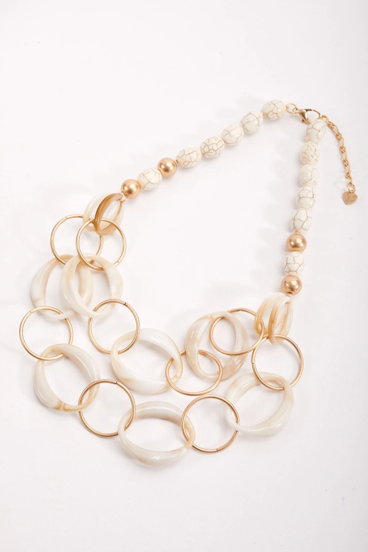Double Layered Beige Hoop Necklace 3 Double Layered Beige Hoop Necklace