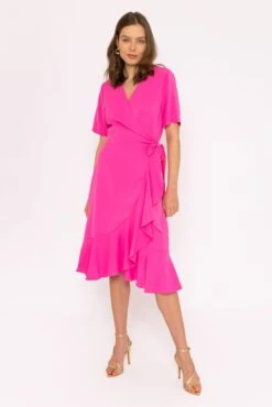 Ella Midi Dress In Fuchsia