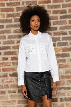 Embellished Short Shirt In White