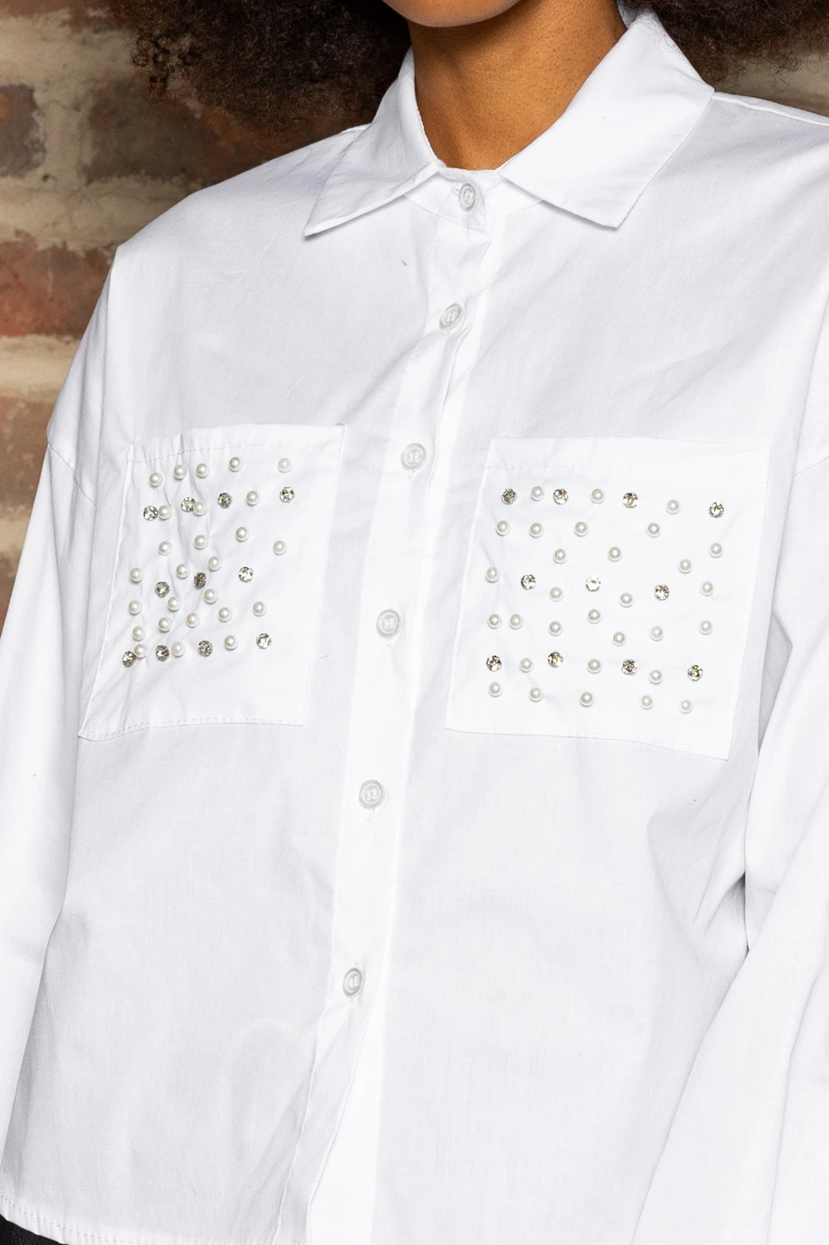 Embellished Short Shirt In White 4 Embellished Short Shirt In White - Image 2