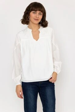 Embroidered Blouse In Ecru -Fashion Clothing Accessories Store carraig donn embroidered blouse in ecru 355136