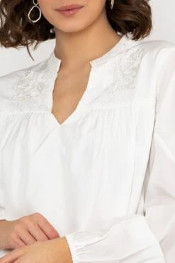 Embroidered Blouse In Ecru -Fashion Clothing Accessories Store carraig donn embroidered blouse in ecru 807860
