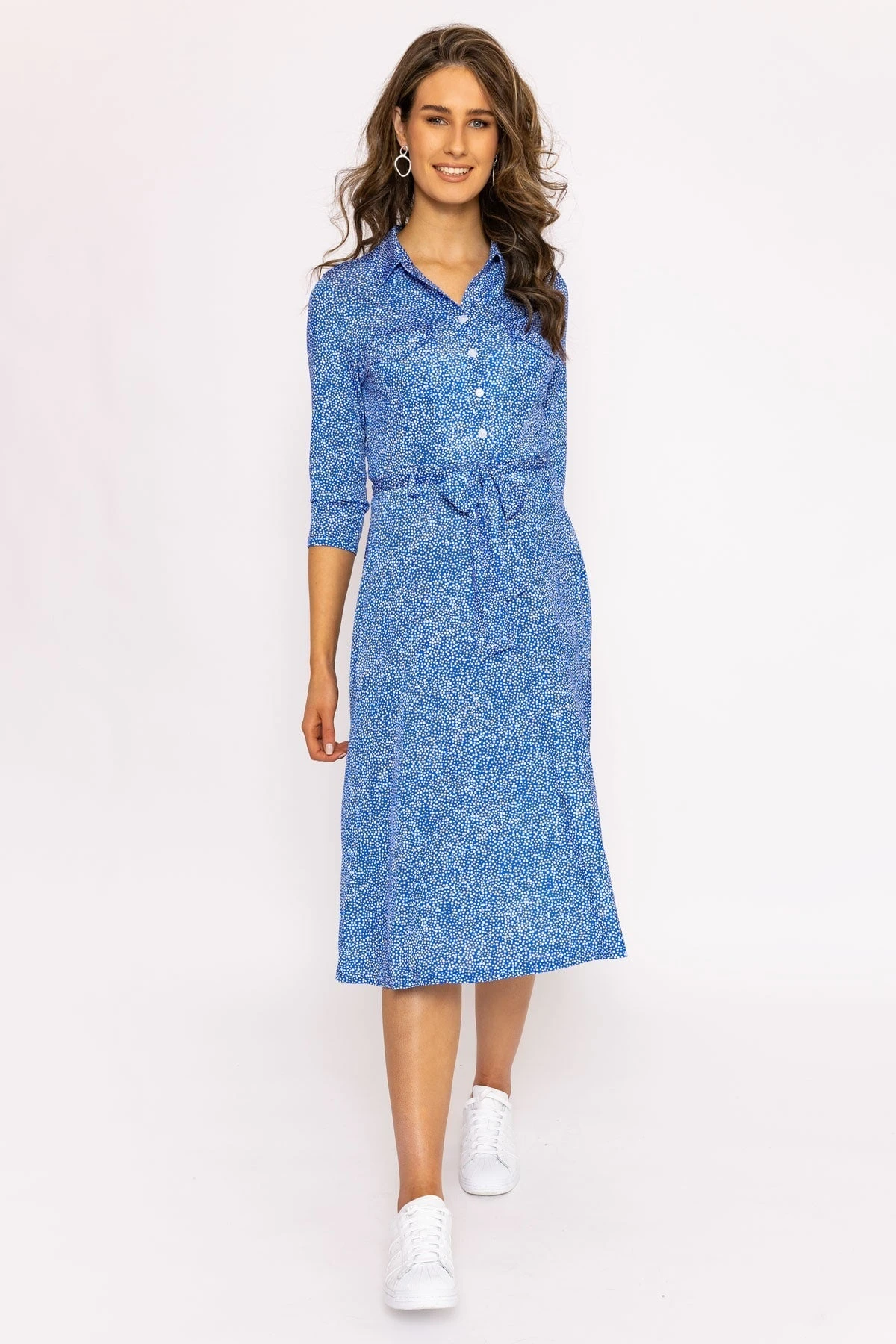 Emer Knee Length Shirt Dress In Blue Print 7 Emer Knee Length Shirt Dress In Blue Print - Image 5