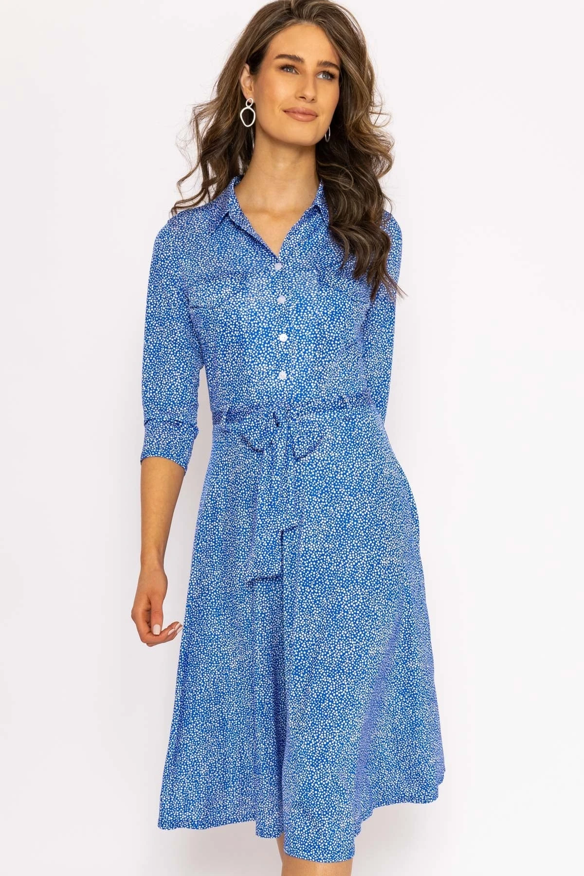 Emer Knee Length Shirt Dress In Blue Print 10 Emer Knee Length Shirt Dress In Blue Print - Image 8
