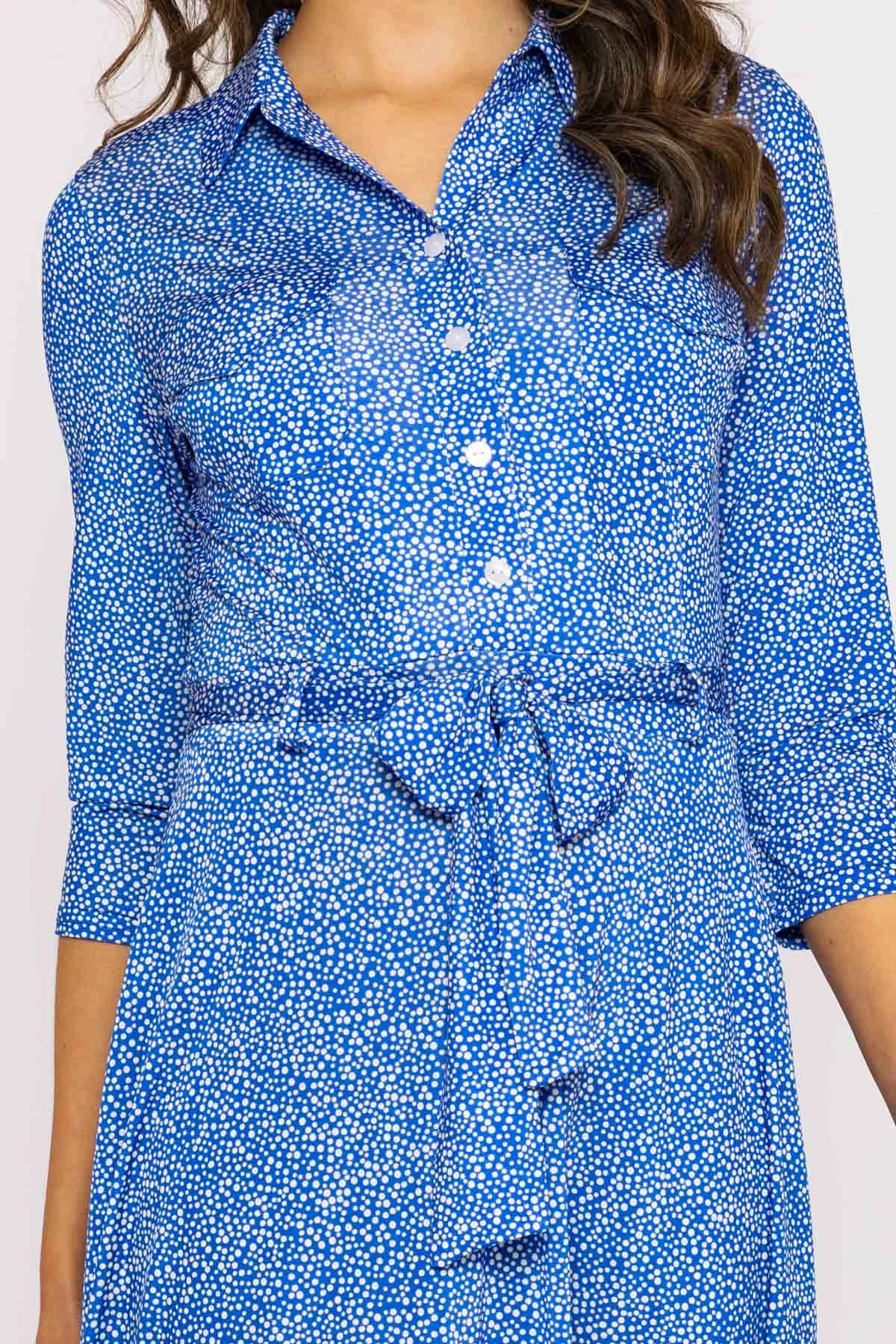 Emer Knee Length Shirt Dress In Blue Print 8 Emer Knee Length Shirt Dress In Blue Print - Image 6