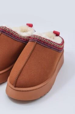Faux Fur Cosy Slippers In Tan -Fashion Clothing Accessories Store carraig donn faux fur cosy slipper 478685