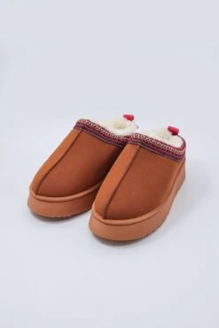 Faux Fur Cosy Slippers In Tan -Fashion Clothing Accessories Store carraig donn faux fur cosy slipper 904981
