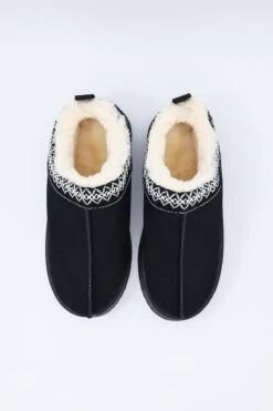 Faux Fur Cosy Slippers In Black