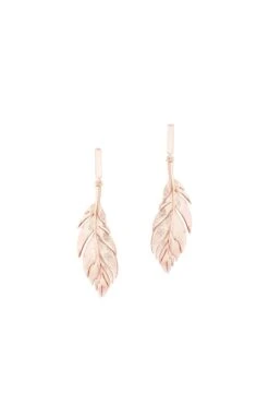 Feather Simple Drop Earrings In Rose Gold -Fashion Clothing Accessories Store carraig donn feather simple drop earrings in rose gold 284151