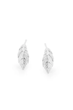 Feather Stud Earrings In Silver -Fashion Clothing Accessories Store carraig donn feather stud earrings in silver 800046