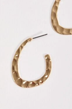 Flat Textured Open Hoop Earrings -Fashion Clothing Accessories Store carraig donn flat textured open hoop earrings 388188