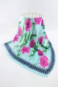 Floral Polka Boarder Scarf In Blue -Fashion Clothing Accessories Store carraig donn floral polka boarder scarf in blue 377541