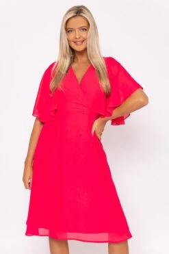Fuchsia Angel Sleeve Dress -Fashion Clothing Accessories Store carraig donn fuchsia angel sleeve dress 690241