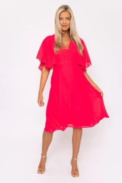 Fuchsia Angel Sleeve Dress -Fashion Clothing Accessories Store carraig donn fuchsia angel sleeve dress 881274