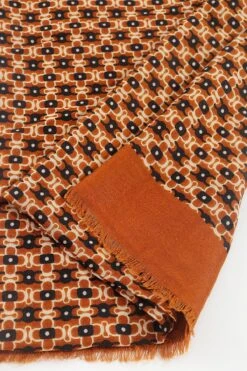 Geo Print Scarf In Brown -Fashion Clothing Accessories Store carraig donn geo print scarf in brown 142691