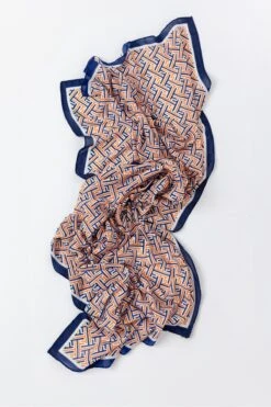 Geo Print Scarf In Navy -Fashion Clothing Accessories Store carraig donn geo print scarf in navy 911251