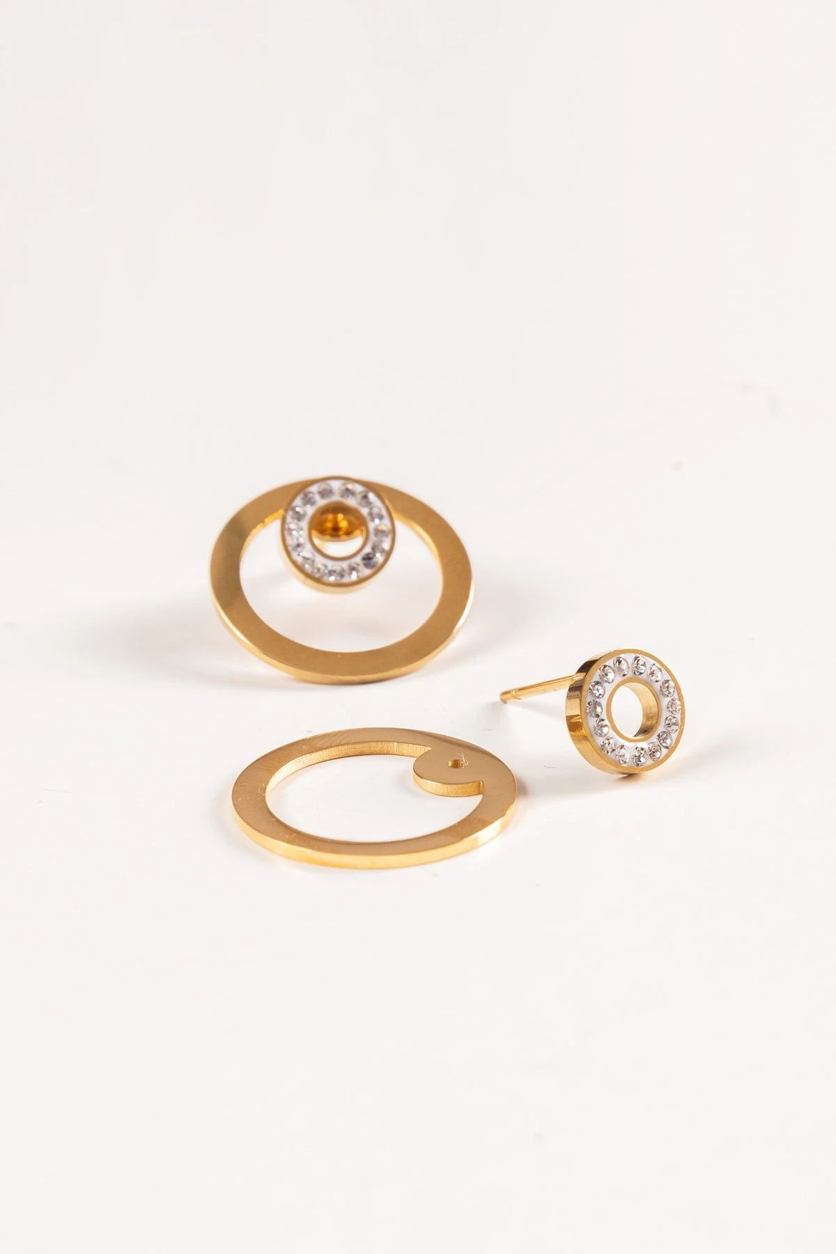 Gold Double Circle Earrings - Soul Special 3 Gold Double Circle Earrings - Soul Special