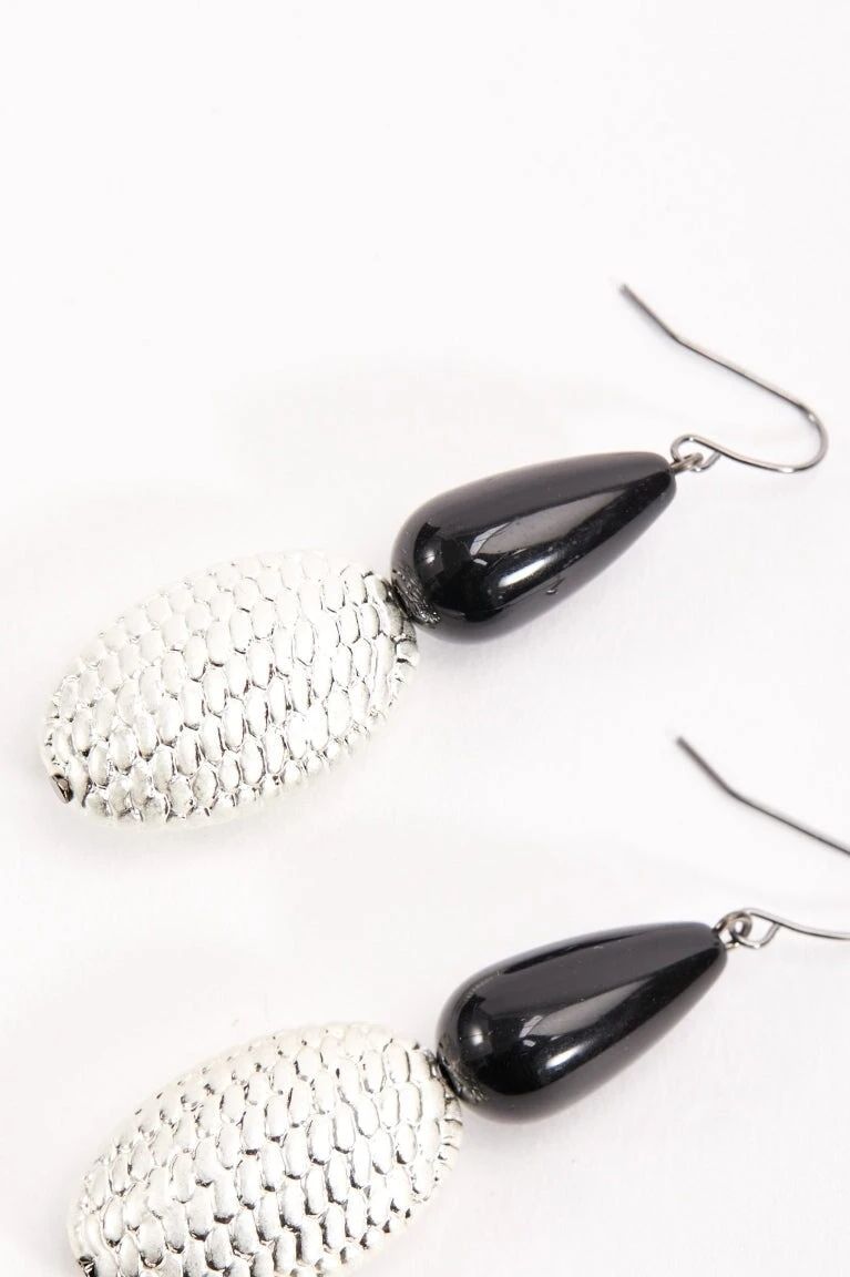 Silver Earrings With Black Stone 4 Silver Earrings With Black Stone - Image 2