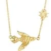 Gold Plated Necklace With Bird And Sun Charm -Fashion Clothing Accessories Store carraig donn gold plated necklace with bird and sun charm 640679