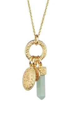 Gold Plated Pendant With Green Aventurine Charm