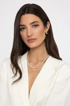 Gold Tone Drop Pearl Earrings