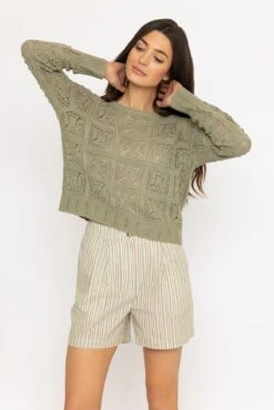 Green Crochet Knit Jumper 10 Green Crochet Knit Jumper -Fashion Clothing Accessories Store carraig donn green crochet knit jumper 149776