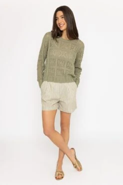 Green Crochet Knit Jumper 11 Green Crochet Knit Jumper -Fashion Clothing Accessories Store carraig donn green crochet knit jumper 603110