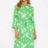 Green Printed Viscose Shirt Dress
