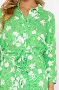 Green Printed Viscose Shirt Dress -Fashion Clothing Accessories Store carraig donn green printed viscose shirt dress 396333