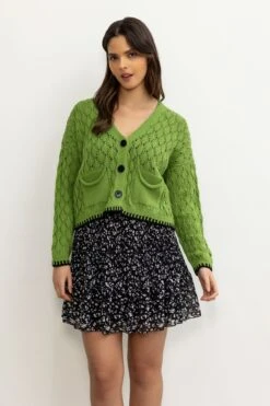 Green Tipped Edge Cardigan 8 Green Tipped Edge Cardigan -Fashion Clothing Accessories Store carraig donn green tipped edge cardigan 487903