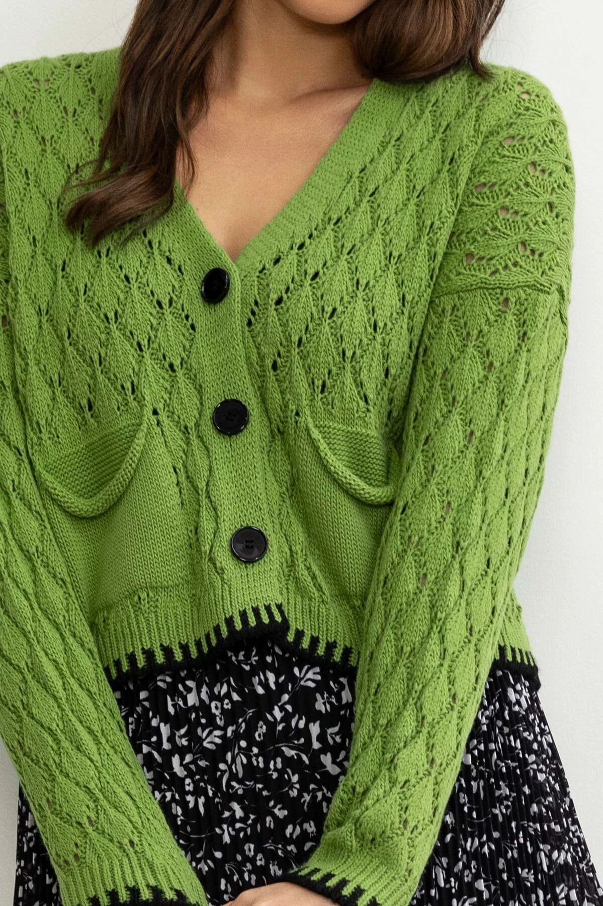 Green Tipped Edge Cardigan 4 Green Tipped Edge Cardigan - Image 2