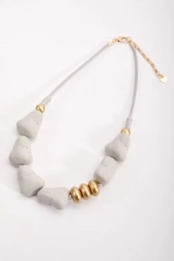 Grey And Gold Stone Necklace