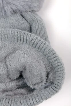 Grey Cable Knit Beanie With Pom -Fashion Clothing Accessories Store carraig donn grey cable knit beanie with pom 589255