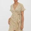 Vero Moda Henna Wrap Dress In Yellow -Fashion Clothing Accessories Store carraig donn henna wrap dress in yellow 916626