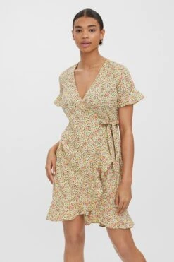 Vero Moda Henna Wrap Dress In Yellow