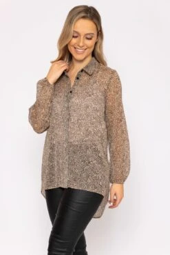 High Low Shirt In Animal Print -Fashion Clothing Accessories Store carraig donn high low shirt in animal print 944290