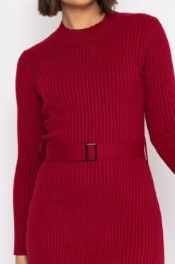 High Neck Knit Dress In Dark Red -Fashion Clothing Accessories Store carraig donn high neck knit dress in dark red 127871