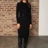 High Neck Rib Dress In Black -Fashion Clothing Accessories Store carraig donn high neck rib dress in black 446726