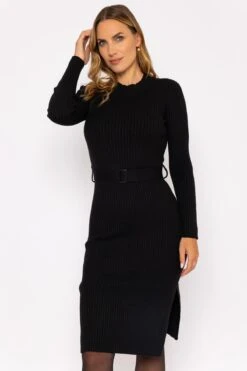 High Neck Rib Dress In Black 12 High Neck Rib Dress In Black -Fashion Clothing Accessories Store carraig donn high neck rib dress in black 915974