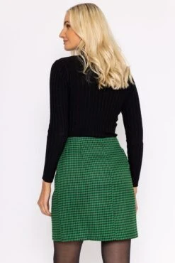 Houndstooth Mini Skirt In Green -Fashion Clothing Accessories Store carraig donn houndstooth mini skirt in green 131466